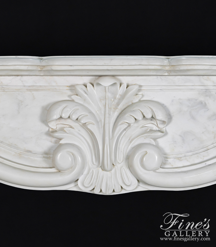 Marble Fireplaces  - Elegant Statuary White Marble Fireplace - MFP-2052